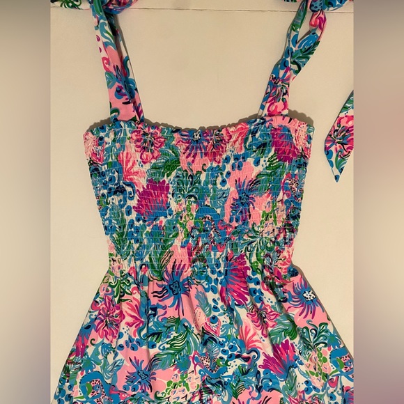 lilly pulitzer kailua smocked dress paradise petals NWT XS - Picture 4 of 6